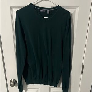 Van Heusen Green V-Neck Sweater Classic Knit